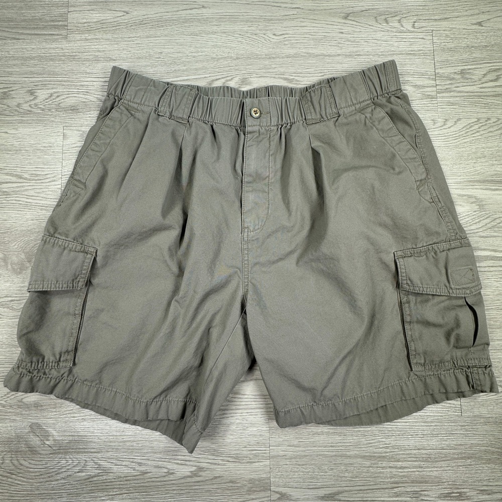 Tommy Bahama Mens Cargo Shorts Relaxed Fit Grey XL Elastic Waist Cotton